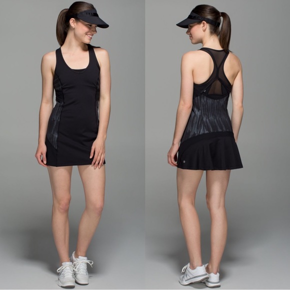 Lululemon Ace Dress Tennis Size 4 Scratch Match Black Multi W8660S Mesh Cut Out - Picture 1 of 12